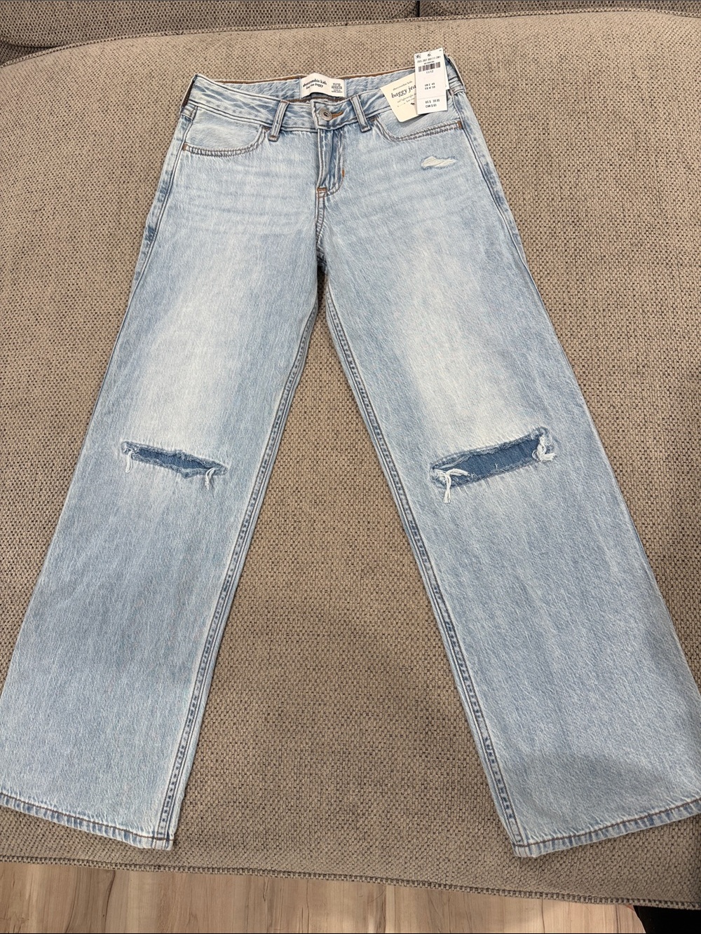abercrombie kids Light Blue Wide-Leg Distressed Jeans